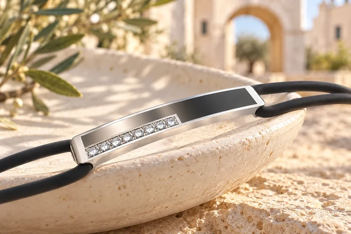 Bracelet Strada 1L Diamants Blancs en or blanc 18 carats — mise en scène artistique dans les Pouilles.